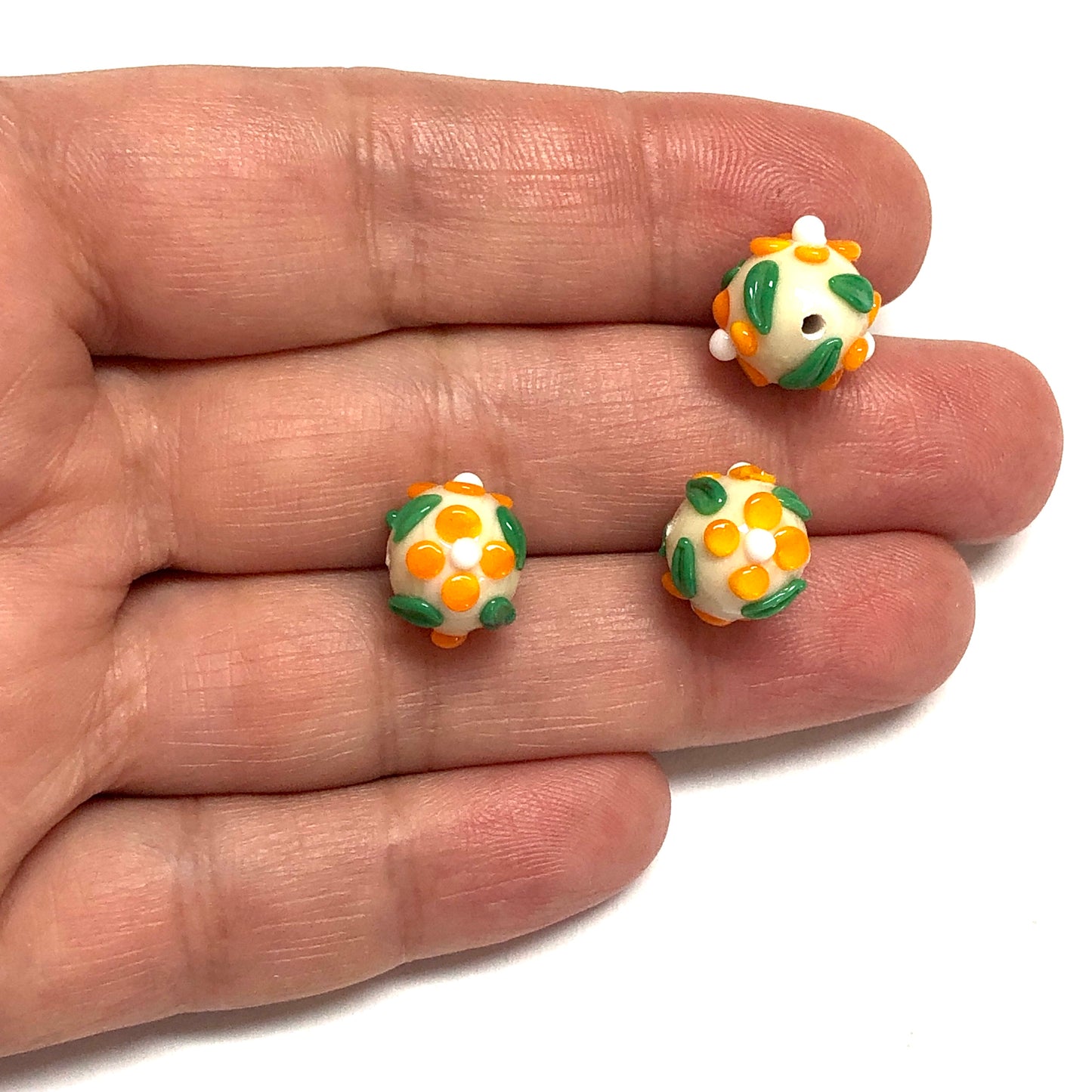 Murano Cam Çiçek Topu - Krem