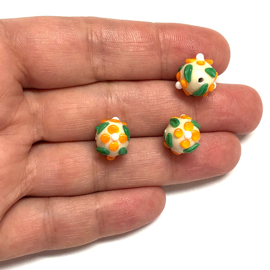 Murano Cam Çiçek Topu - Krem