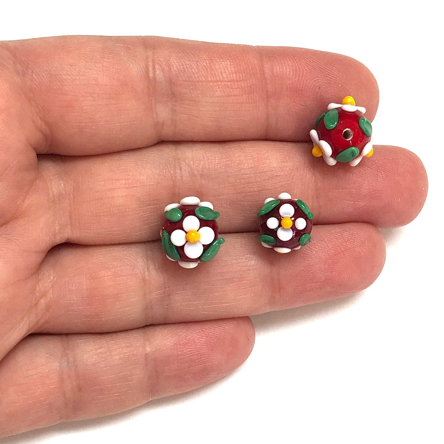 Murano Cam Çiçek Topu - Bordo