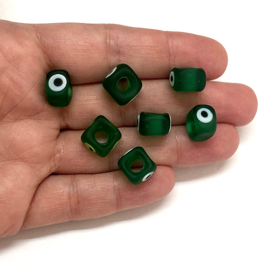 Murano Buzlu Cam Nazar Küp -Zümrüt