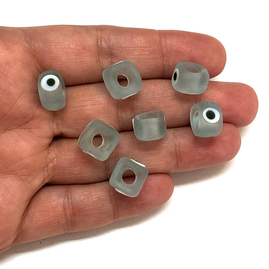 Murano Buzlu Cam Nazar Küp - Açık Mavi