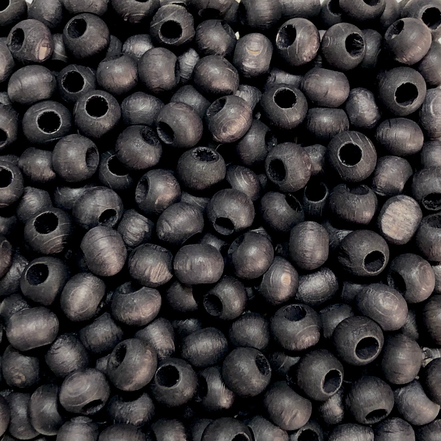 10mm Geniş Delikli Ahşap Boncuk - 29 - Mat Siyah