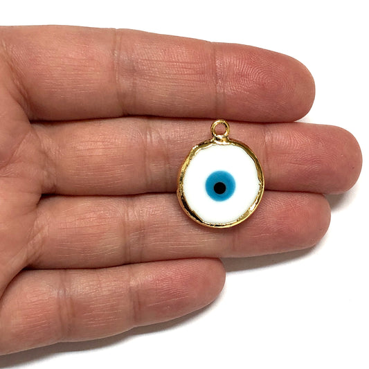 Murano Cam Sıvama Nazar Kolye Ucu - Beyaz