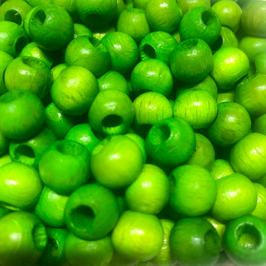 10mm Geniş Delikli Ahşap Boncuk - 27- Açık Yeşil