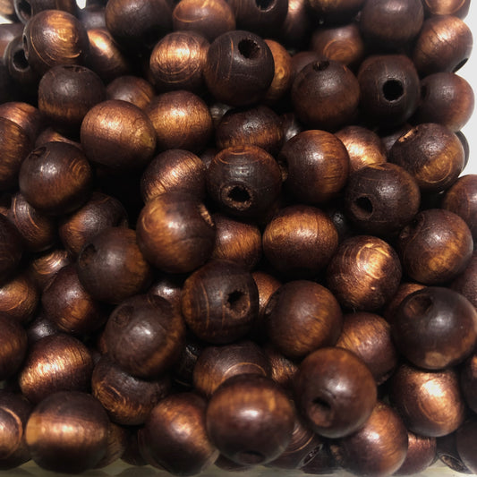 10mm Mat Ahşap Boncuk - 1 -Koyu kahve