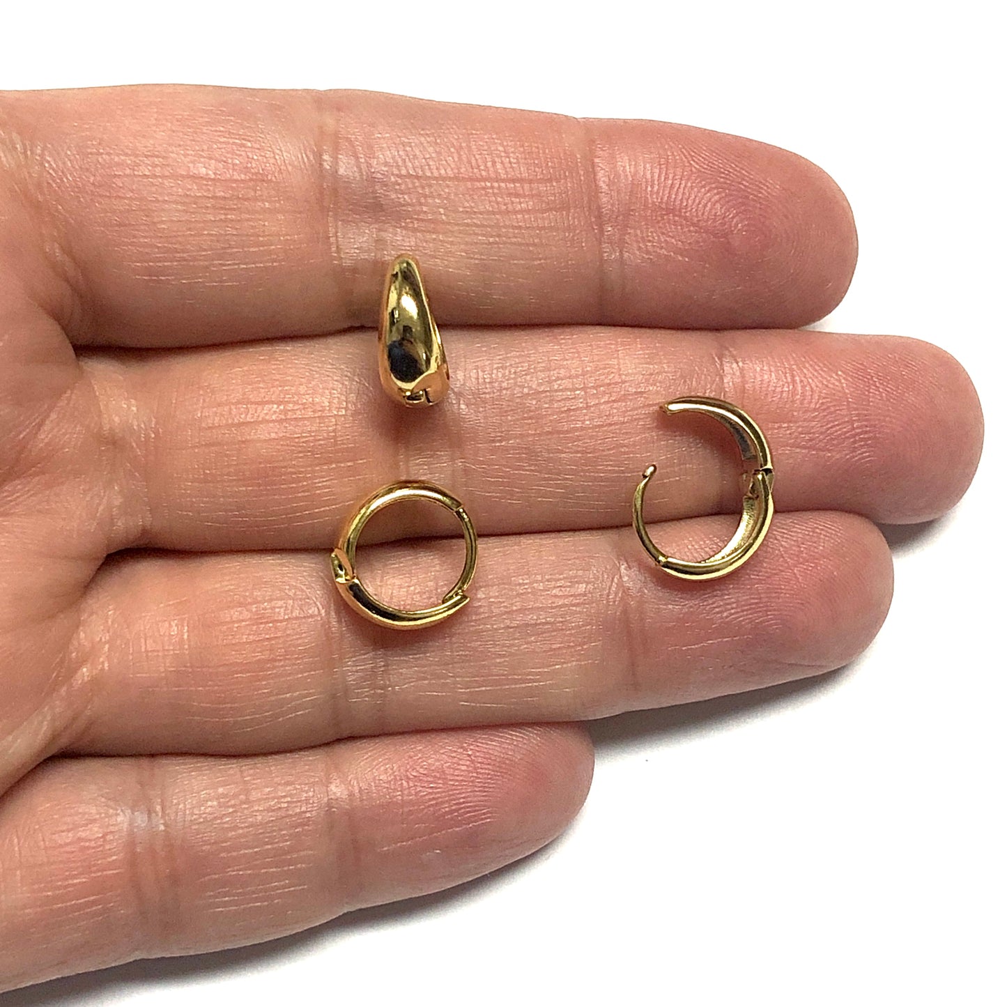 Altın Kaplama Bombeli Halka Küpe 13mm - 2