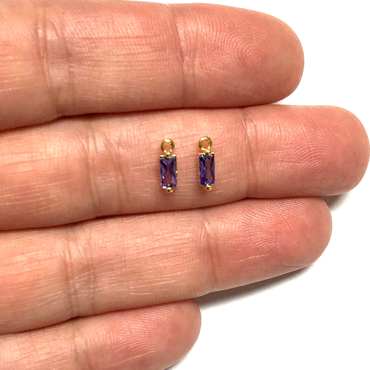 Altın Kaplama Baget Doğum Taşı - Şubat - Ametist