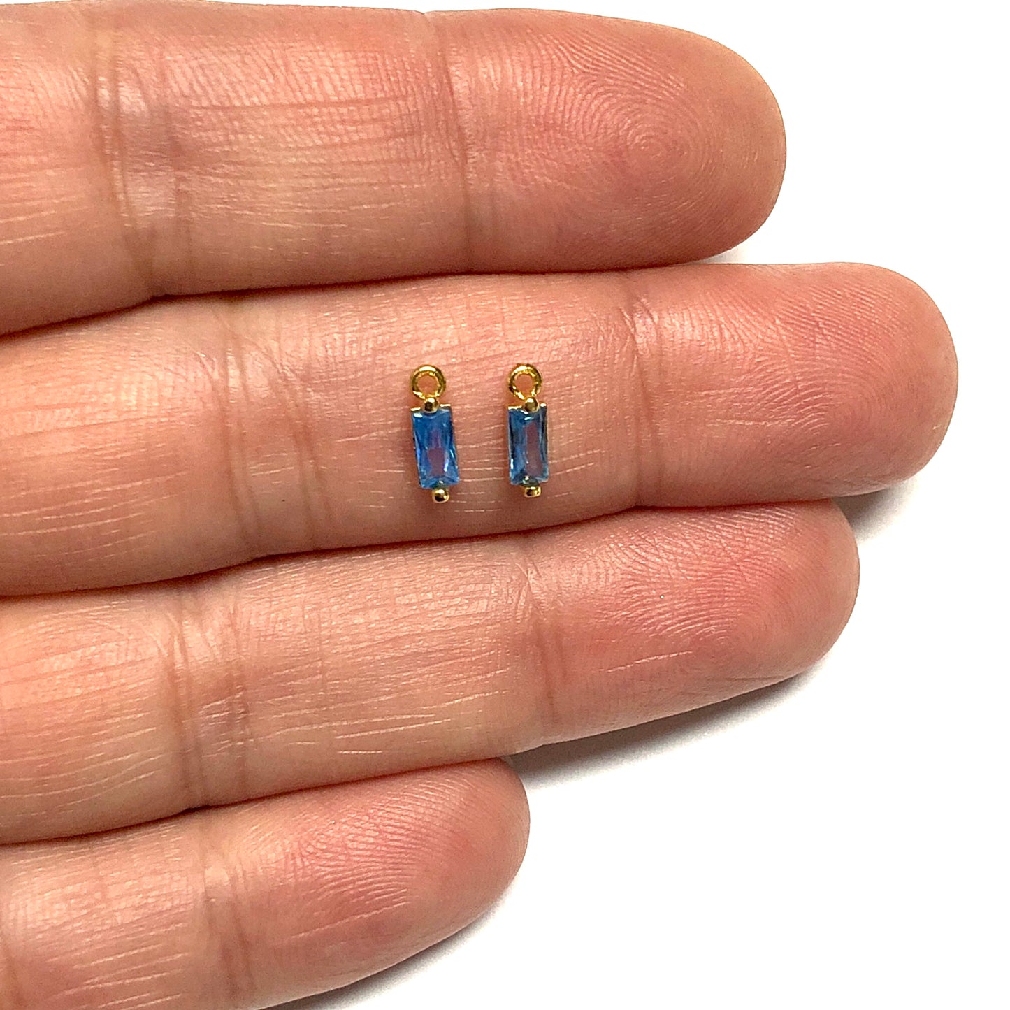 Altın Kaplama Baget Doğum Taşı - Mart - Aquamarin