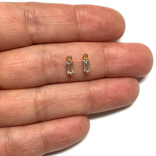 Altın Kaplama Baget Doğum Taşı - Nisan - Beyaz Kuvars