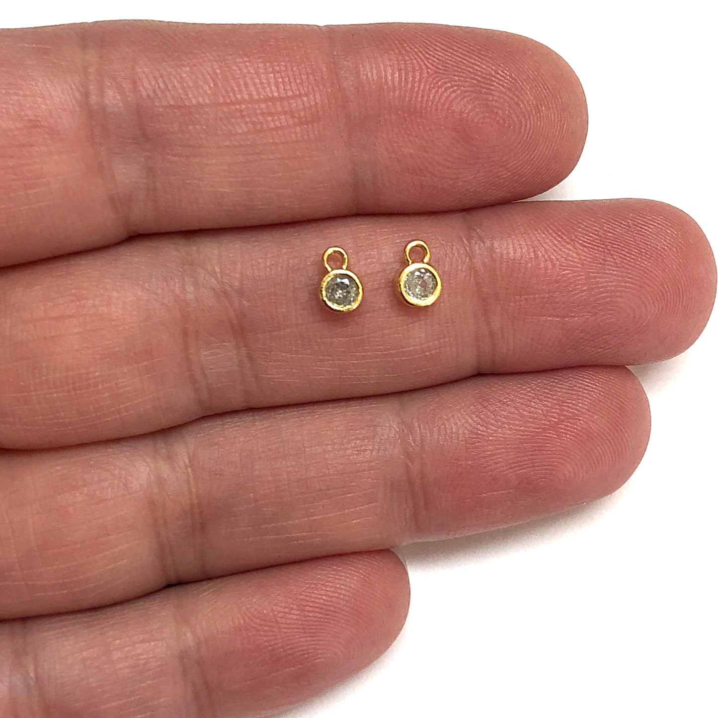 Altın Kaplama 4mm Doğum Taşı - Nisan - Beyaz Kuvars