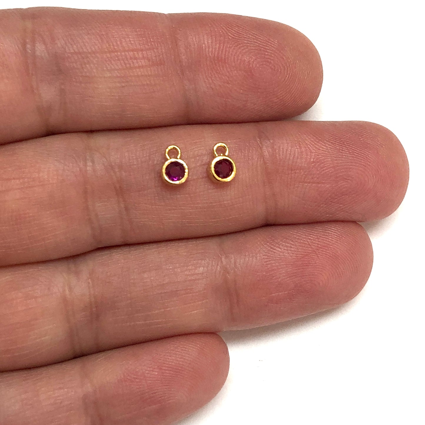 Altın Kaplama 4mm Doğum Taşı - Temmuz - Ruby