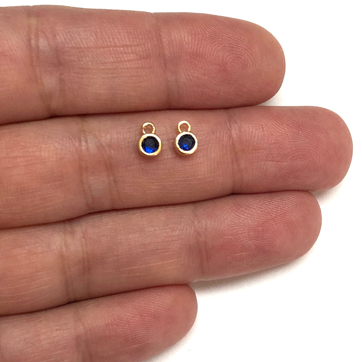 Altın Kaplama 4mm Doğum Taşı - Eylül - Safir