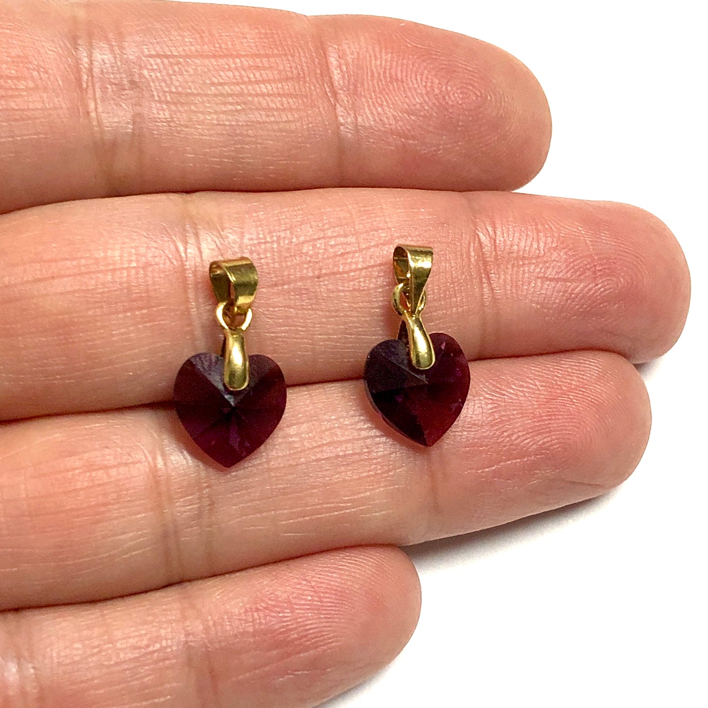 Swarovski Kalp Kolye Ucu - 2 (Mürdüm)