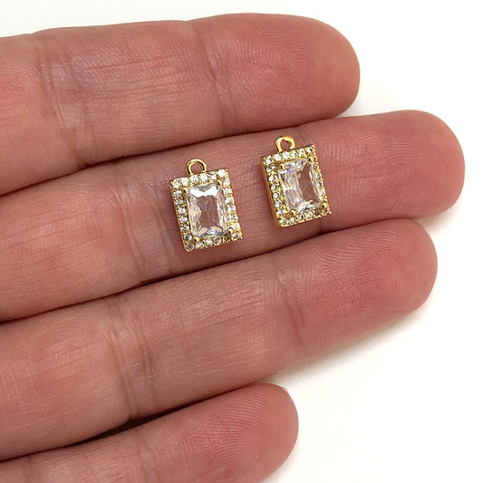 Altın Kaplama Zirkon Taşlı Dikdörtgen