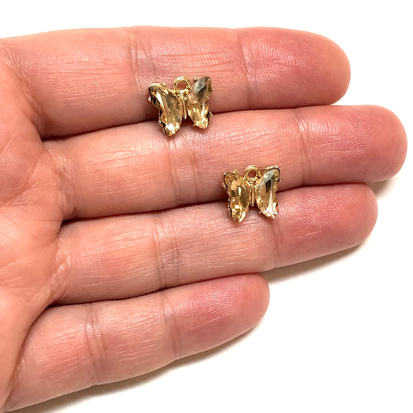 Altın Kaplama Cam Taşlı Kelebek