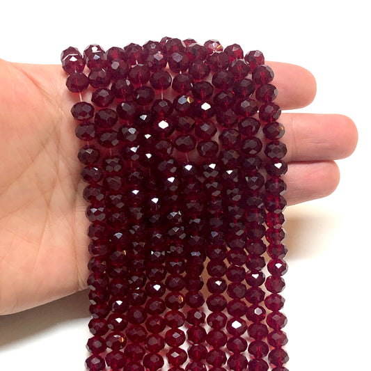 Kristal Boncuk, Çin Kristali-8mm-14 (Şeffaf Bordo)