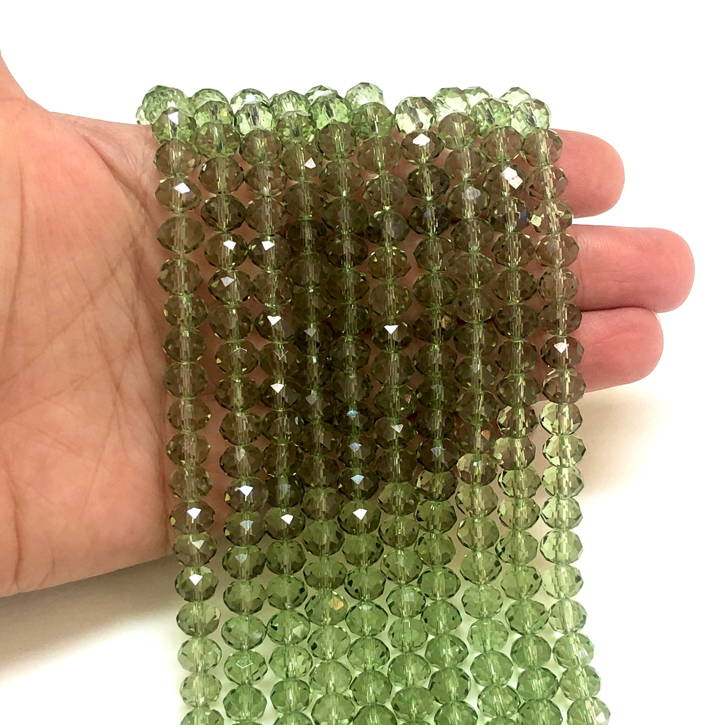 Kristal Boncuk, Çin Kristali-8mm-38 (Şeffaf Nil Yeşili)