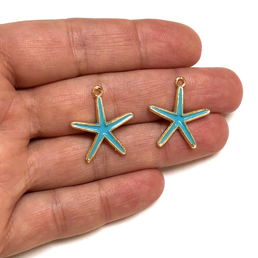 Altın Kaplama Mineli Deniz Yıldızı - Mavi