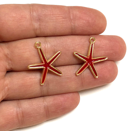 Altın Kaplama Mineli Deniz Yıldızı - Kırmızı