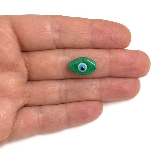 Murano Cam 16x10mm Nazar-Yeşil