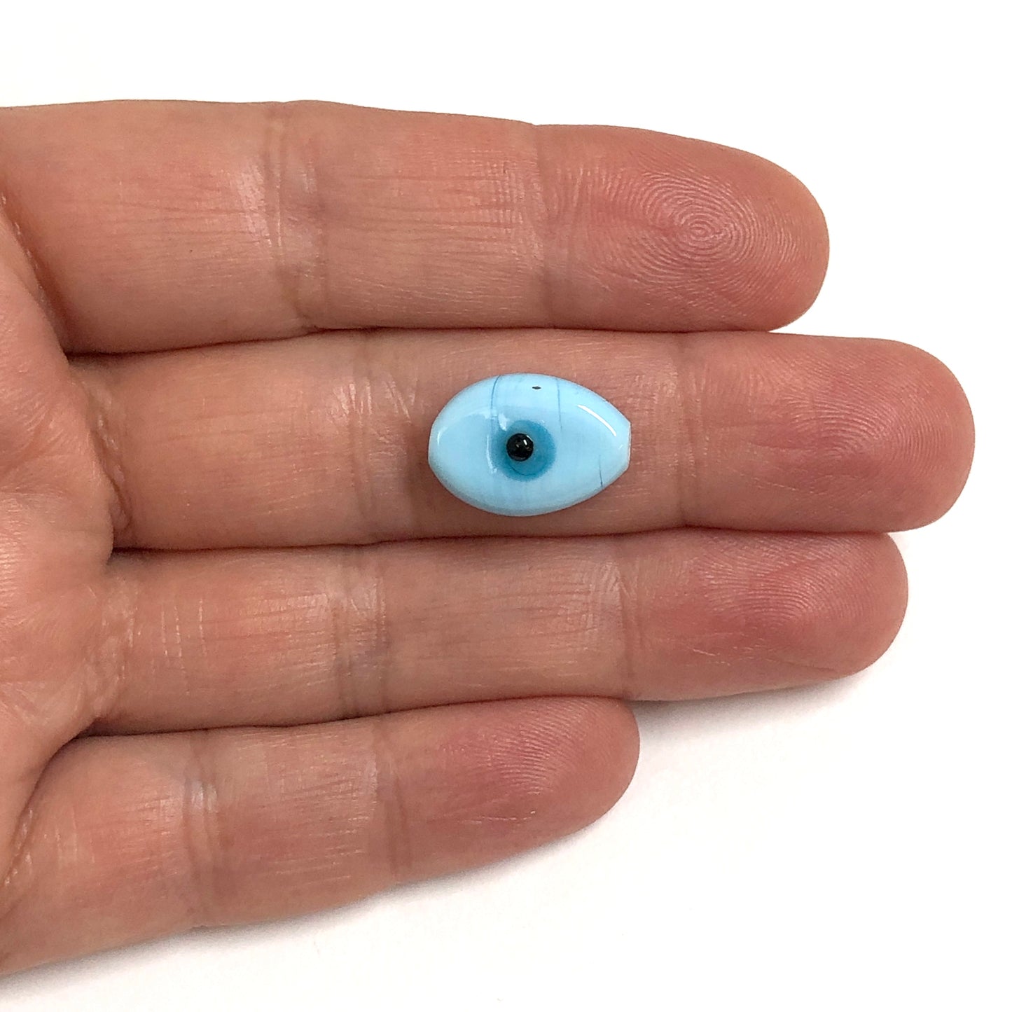 Murano Cam 16x10mm Nazar-Açık Mavi