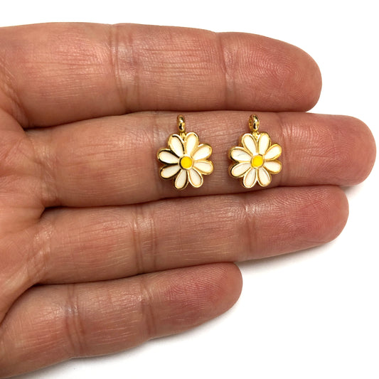 Altın Kaplama Mineli Çiçek - Beyaz