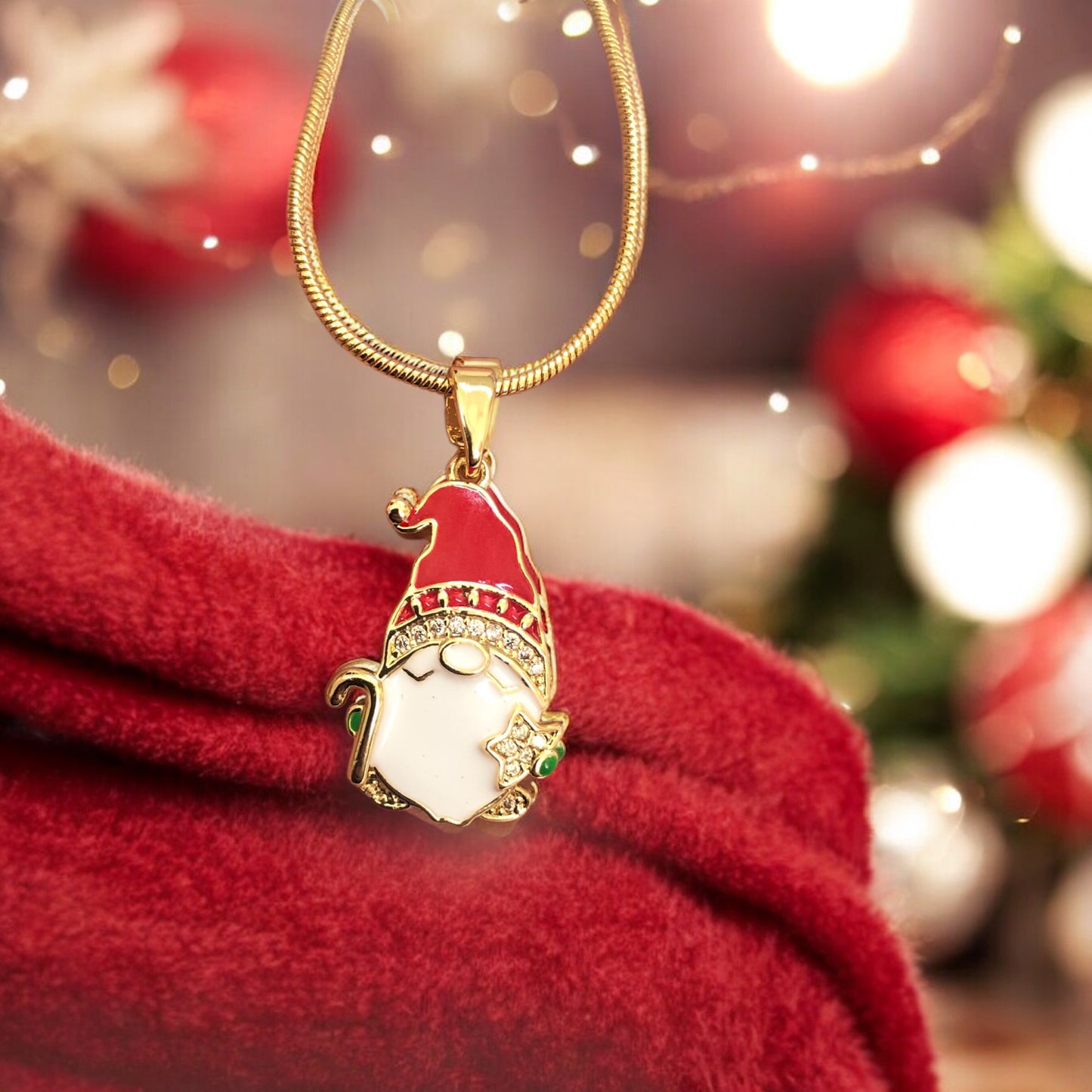 Altın Kaplama Mineli Zirkon Taşlı Mineli Yeni Yıl Aparat -Noel Baba-2