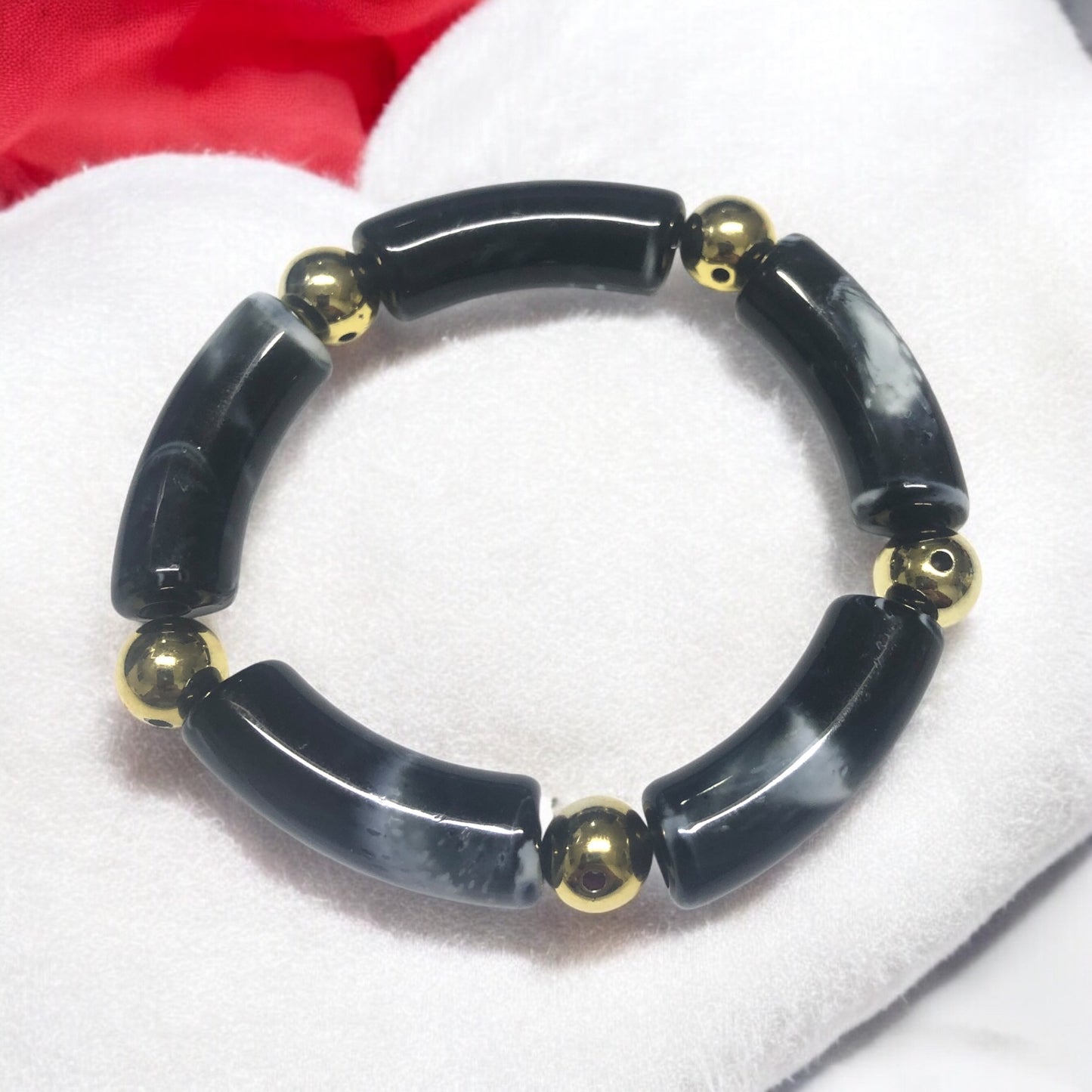 A Kalite Akrilik 11.2x34.8mm- Ebruli Siyah