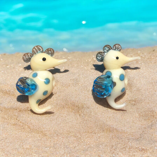 Murano Cam Benekli Deniz Atı Krem