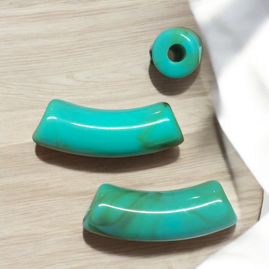 A Kalite Akrilik 11.2x34.8mm- Ebruli Turkuaz