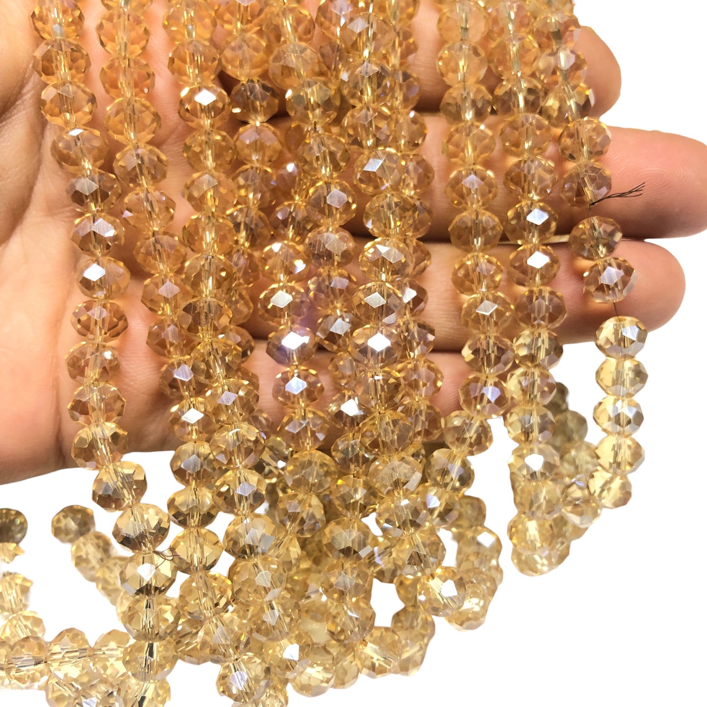 Kristal Boncuk, Çin Kristali-8mm - 87 Şeffaf Janjanlı Şampanya