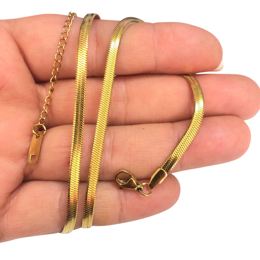 Sarı Çelik Yılan Hazır Kolye Zinciri