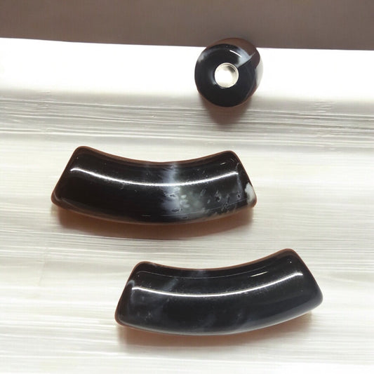 A Kalite Akrilik 11.2x34.8mm- Ebruli Siyah