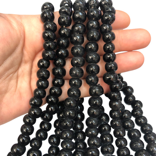 Yuvarlak Cam Ocak Boncuğu - Siyah