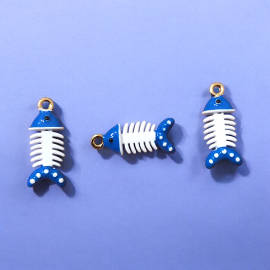 Altın Kaplama Benekli Balık Kılçığı-Saks Mavi