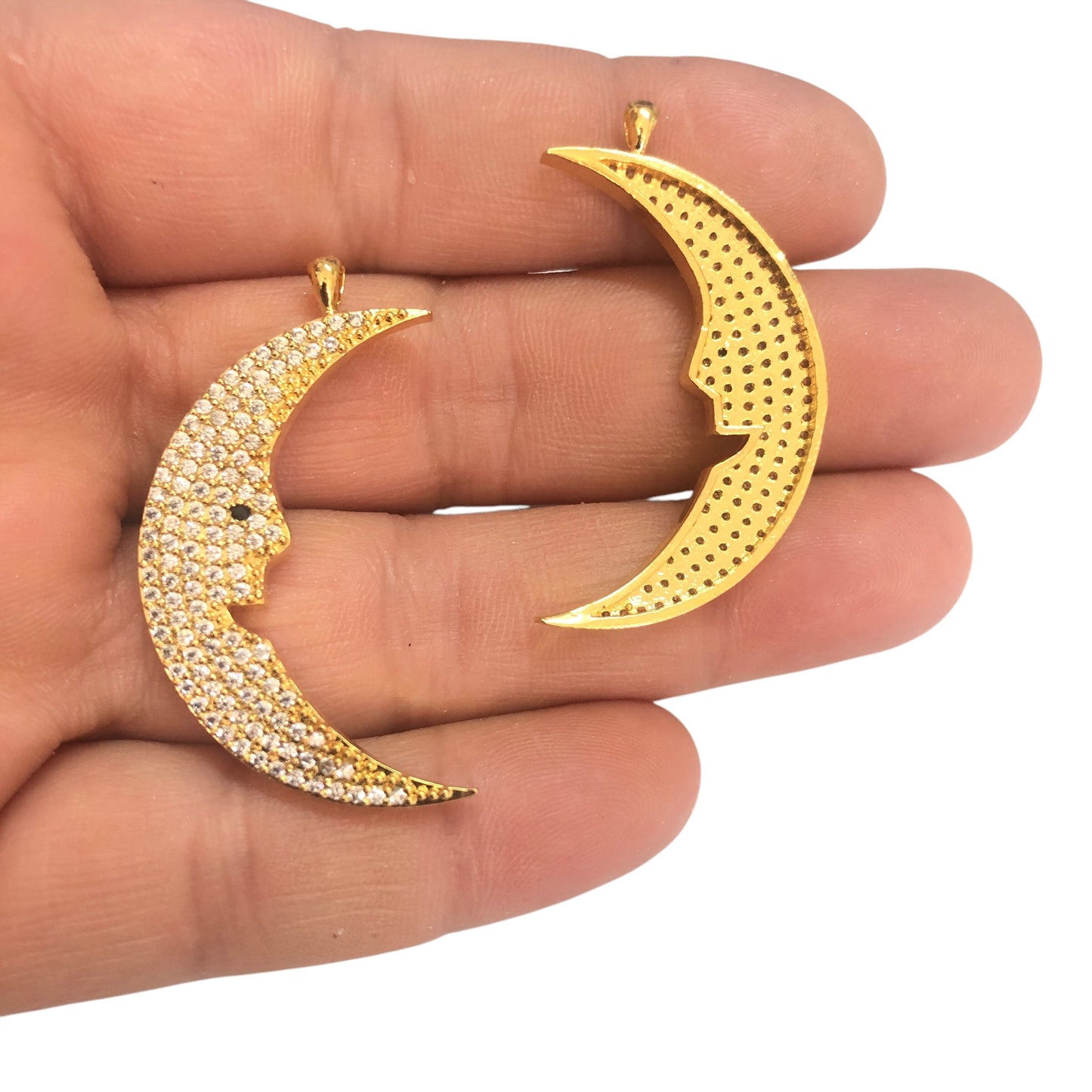 Altın Kaplama Zirkon Taşlı Ay Kolye Ucu