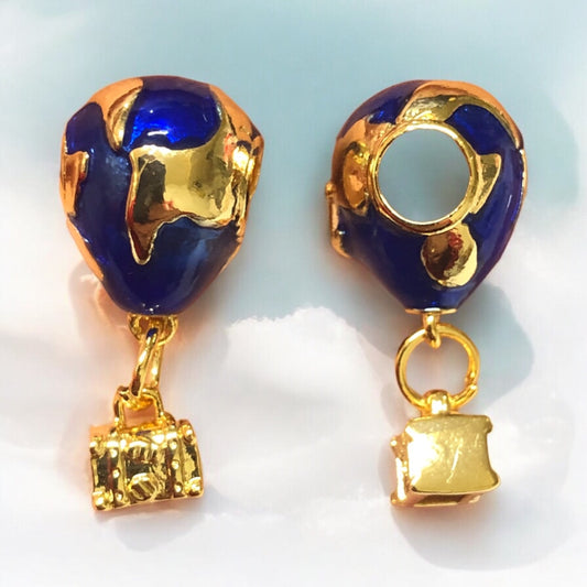 Altın Kaplama Mineli Uçan Balon -Lacivert