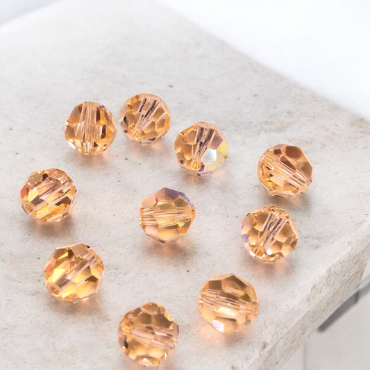 Swarovski Kristal 8mm Petek Kesim - Şeffaf Parlak Şeftali ( Lt.Padparascha AB.) - 001