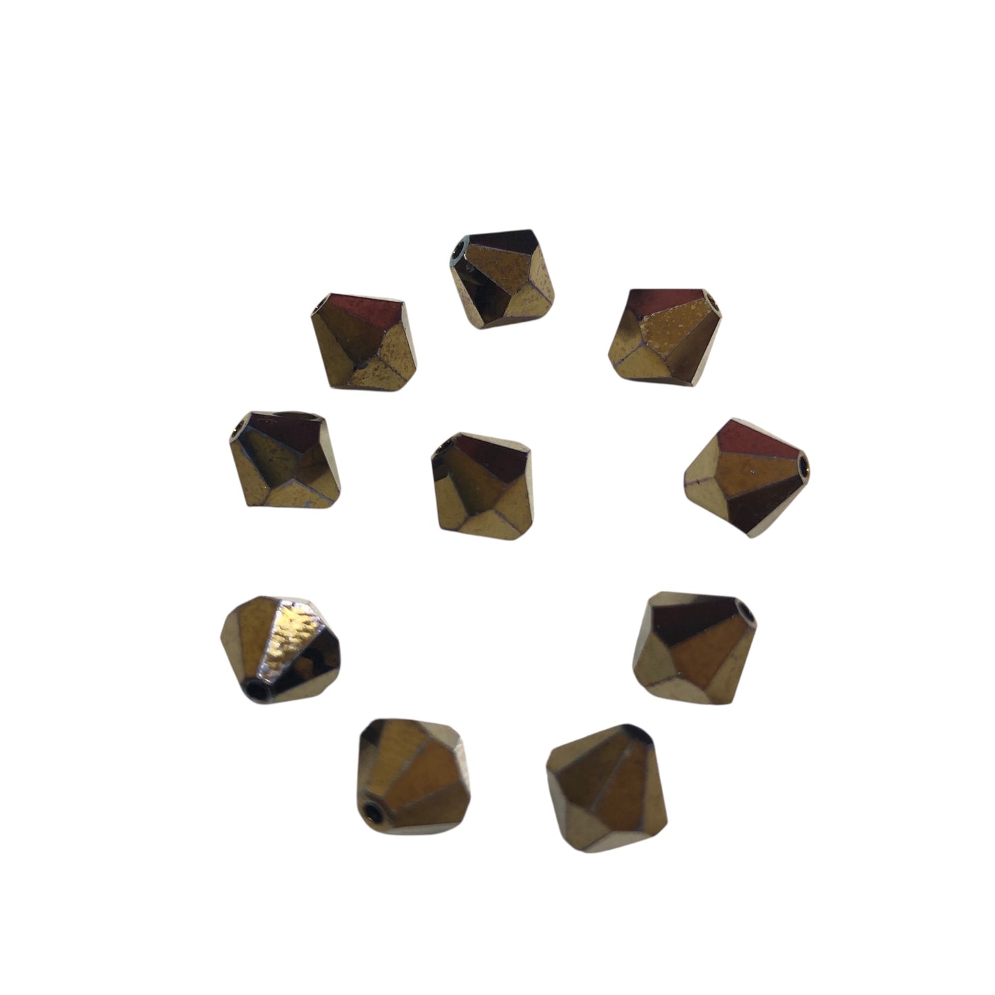 Swarovski 8mm Piramit (Bicone ) Şeffaf Bakır (Crystal Dorado ) - 006