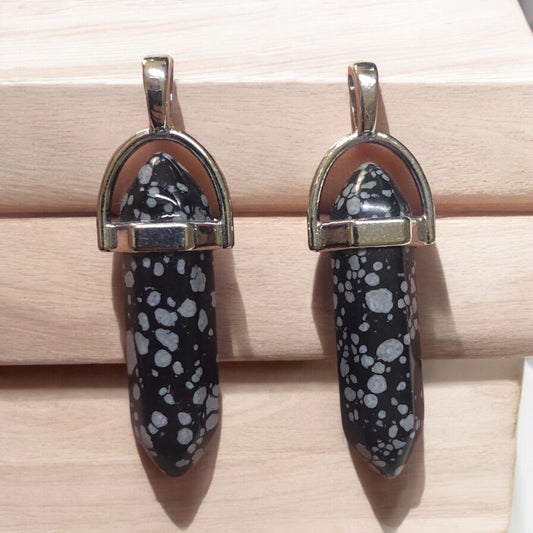 Doğal Taş Füze Kolye Ucu - Obsidyen