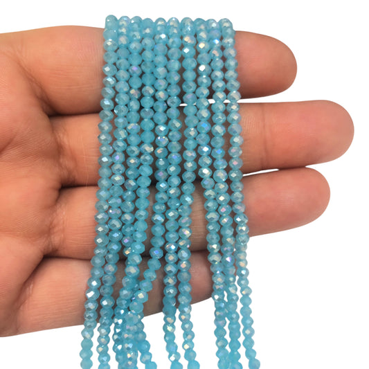 Kristal Boncuk, Çin Kristali-3mm-34-Buzlu Janjan Mavi