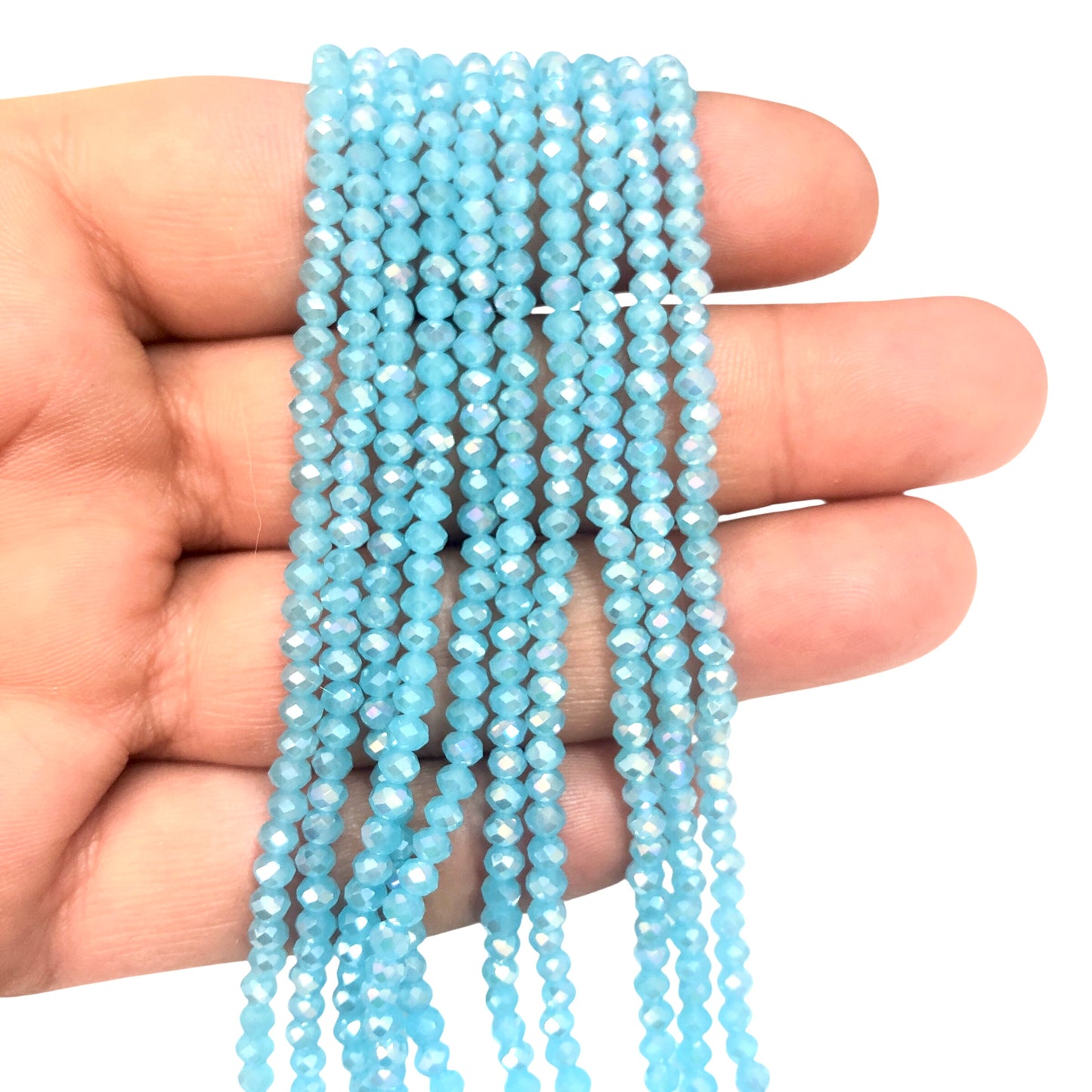 Kristal Boncuk, Çin Kristali-3mm-36-Buzlu janjanlı Açık Mavi