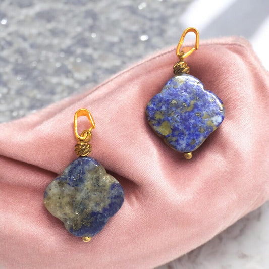 Doğal Taş Yonca Kolye Ucu - Lapis Lazuli