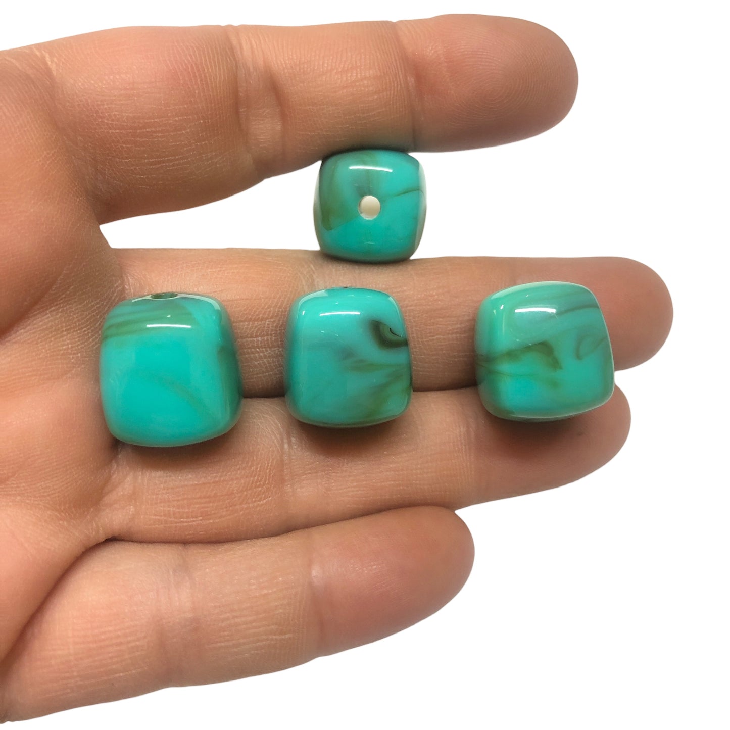 A Kalite Akrilik Silindir -16.3X17.3- Ebruli Turkuaz