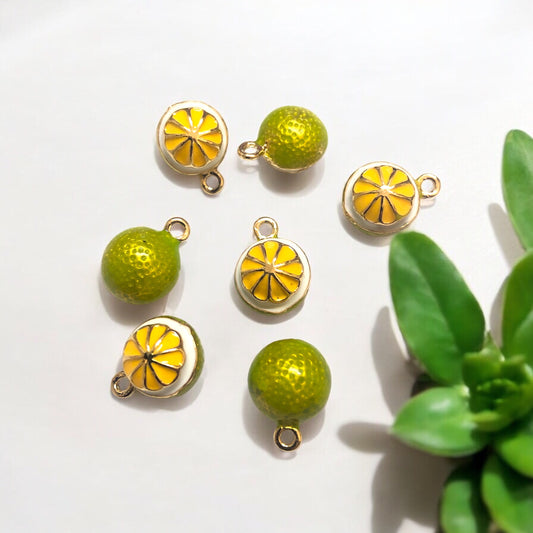 Gold Plated Enamel Strawberry Shaking Attachment - Neon Green