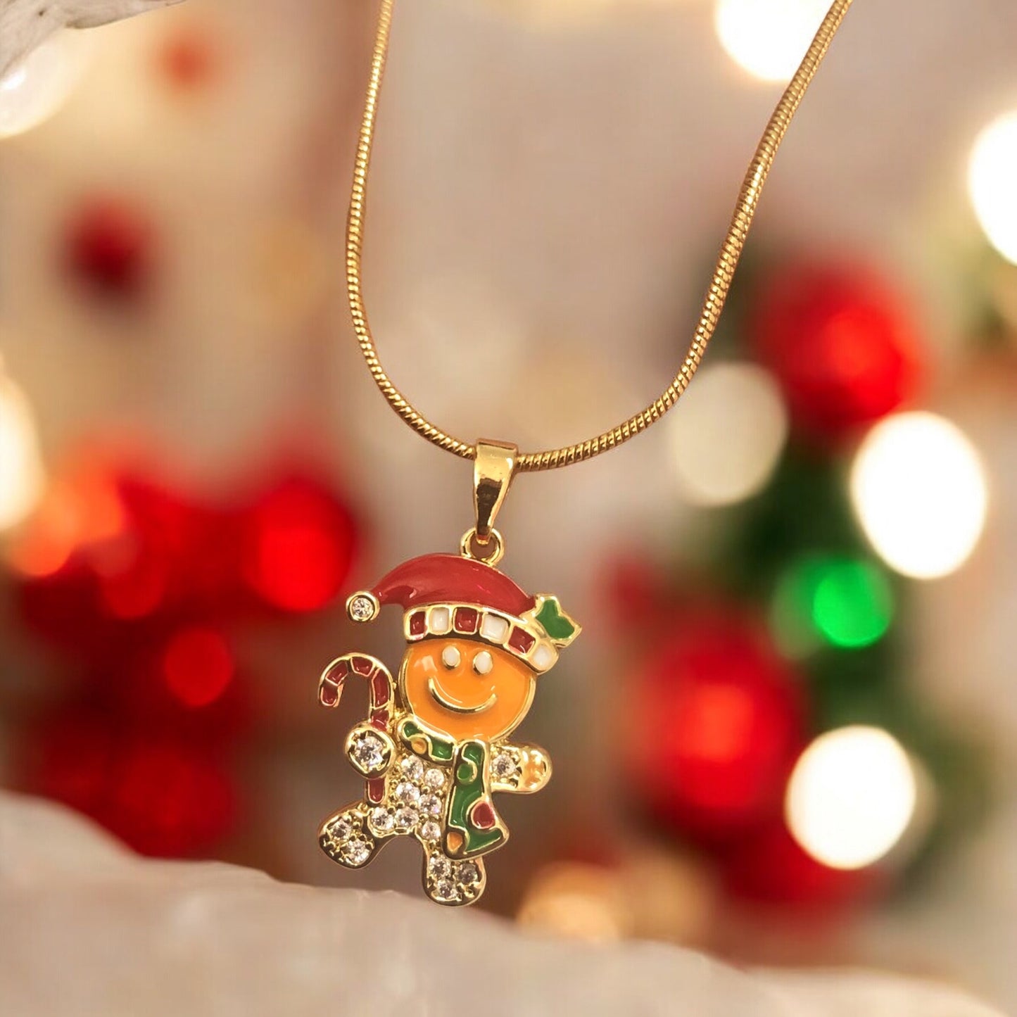 Altın Kaplama Mineli Zirkon Taşlı Mineli Yeni Yıl Aparat - Kurabiye Adam