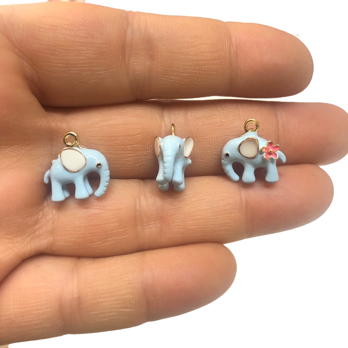 Altın Kaplama Üç boyutlu Çiçekli Mavi Fil Sallantı