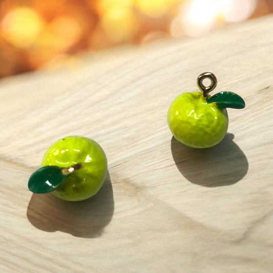 Gold Plated Enamel Strawberry Shaking Attachment - Neon Green