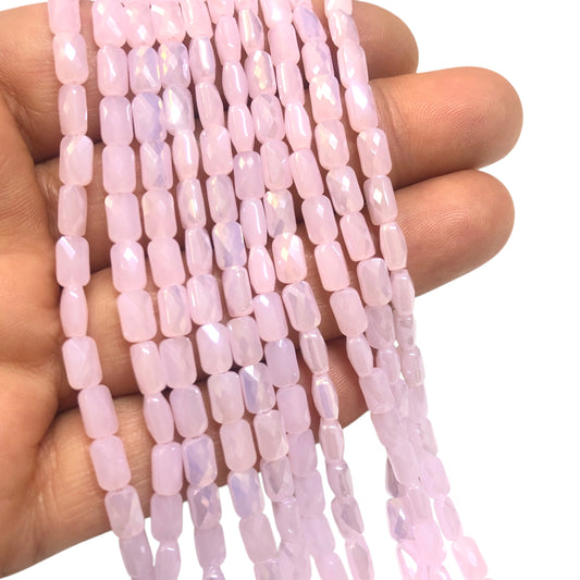 4 x7 mm Fasetli Baget Kristal Boncuk – Buzlu Janjanlı Şeker Pembe- 0024- (+- 80 Adet / + -52cm )