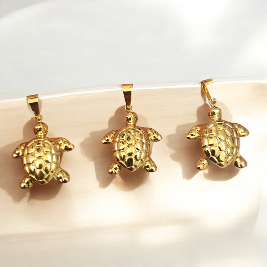 Sarı Çelik Kaplumbağ Kolye Ucu